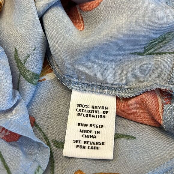 Fever blue pink floral long statement sleeve cut out blouse Size L New - Picture 8 of 9